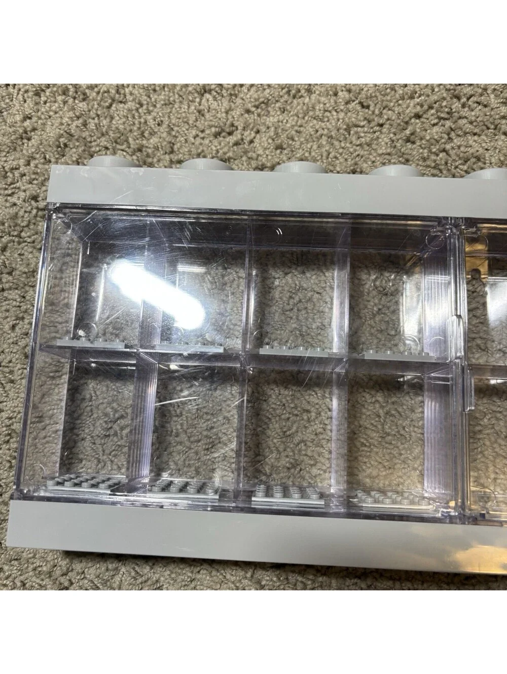 LEGO Minifigure Display Case Lot of 2 Large 16 Minifig Storage Wall Mount Gray